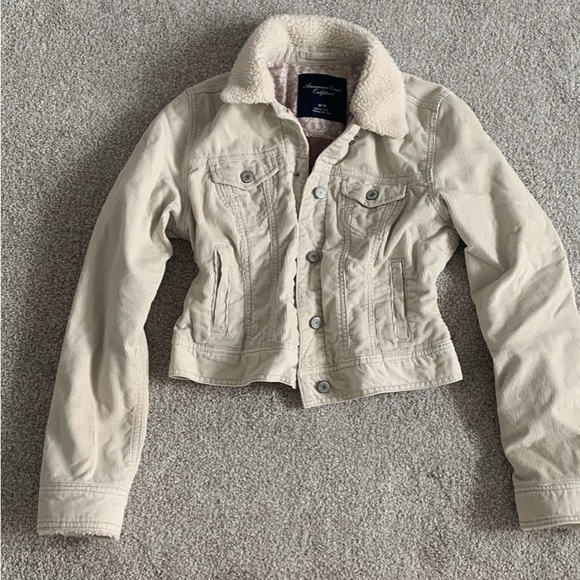 Women's Beige Jacket with Faux Fur Collar - Picture 1 of 2